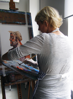 Studie naar model in twee sessies, olieverf. Life study after model. Oilpaint in two sessions.